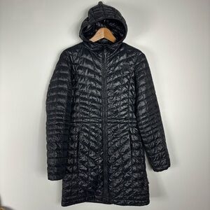 The North Face Women's Long Black Quilted Coat with Hood